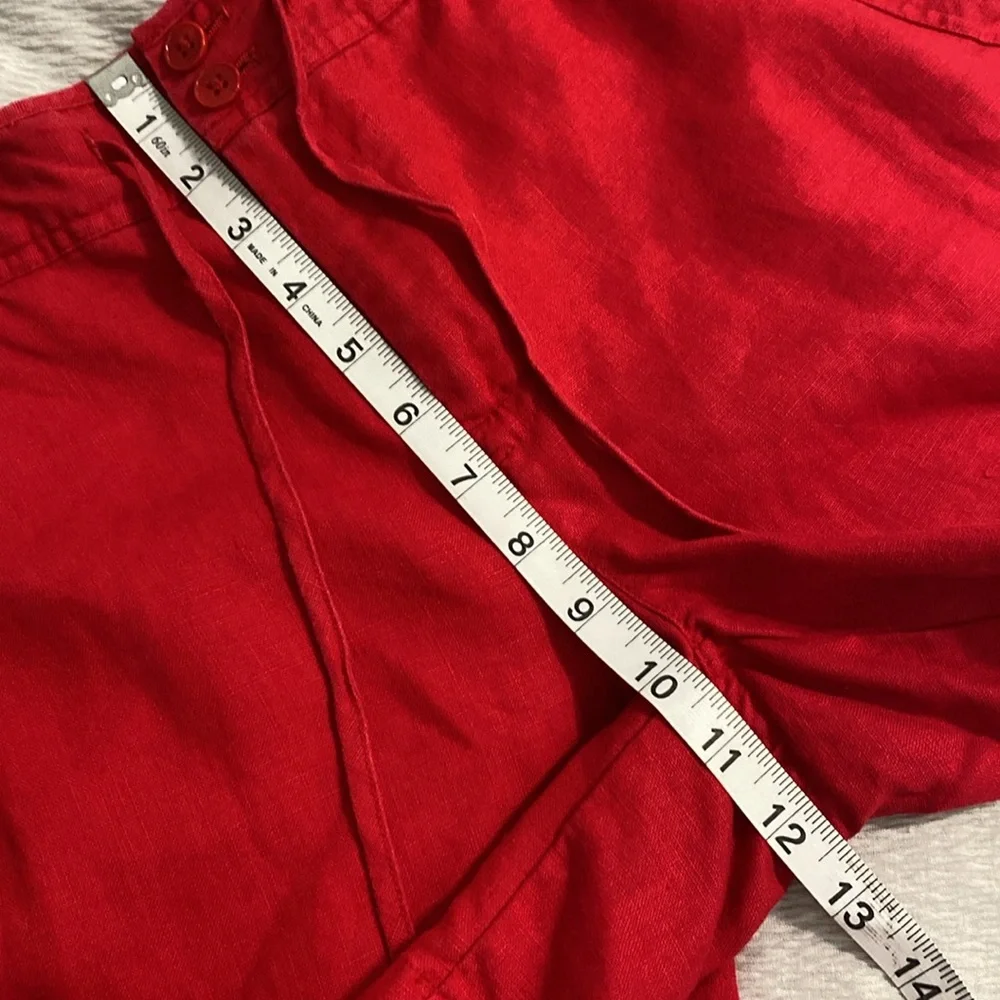 Lauren Ralph Lauren Shorts Women's 8 Red 100% Linen Drawstring‎ Casual Coastal